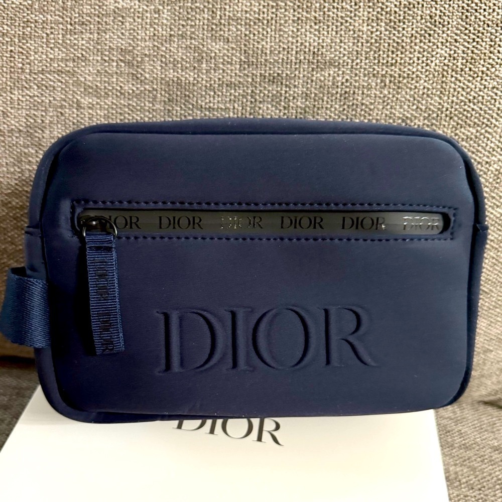 DIOR Men's Toiletry Pouch Navy Blue Authentic Savage New